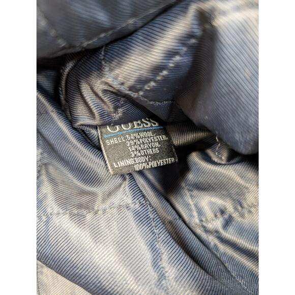 GUESS Wool Mens Peacoat Large Black Business Winter Coat - Picture 6 of 6